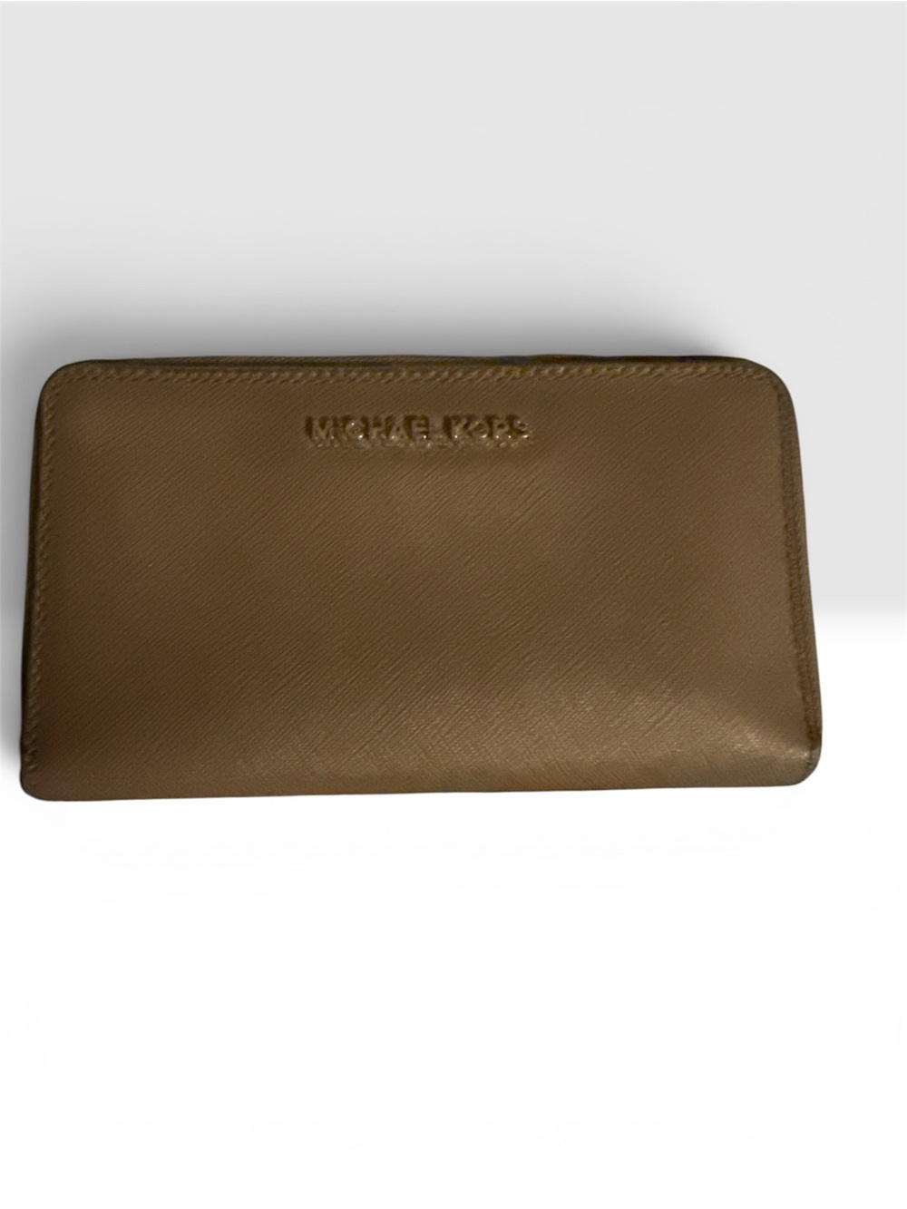 Michael Kors Jet Set Taupe Dusk Gray Saffiano Zip-Around Wallet Phone Carrier
